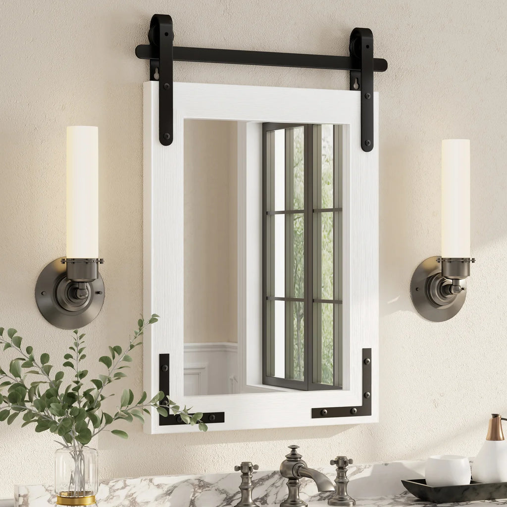Amara Rustic Farmhouse Solid Wood Framed Tempered Glass Wall Mirror