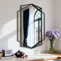 Hexagon Black Metal Framed Wall Mirror, Geometric Bathroom Vanity Mirror for Over Sink, Horizontal or Vertical Hanging Accent Mirror for Entryway, Bedroom & Living Room