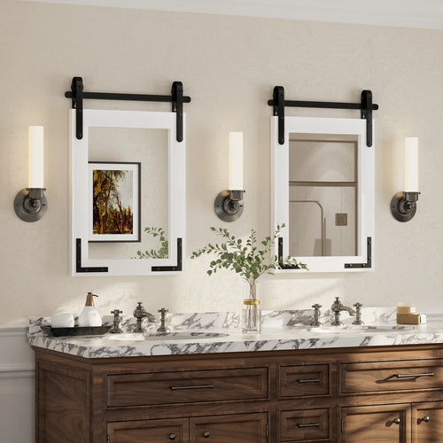 Amara Rustic Farmhouse Solid Wood Framed Tempered Glass Wall Mirror