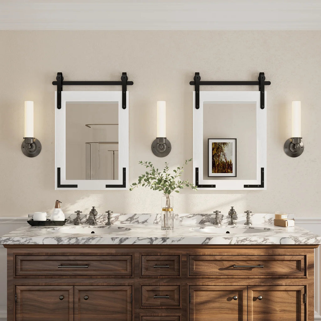 Amara Rustic Farmhouse Solid Wood Framed Tempered Glass Wall Mirror