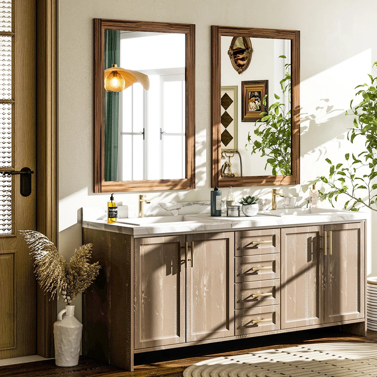 Wood Framed Wall Mirror