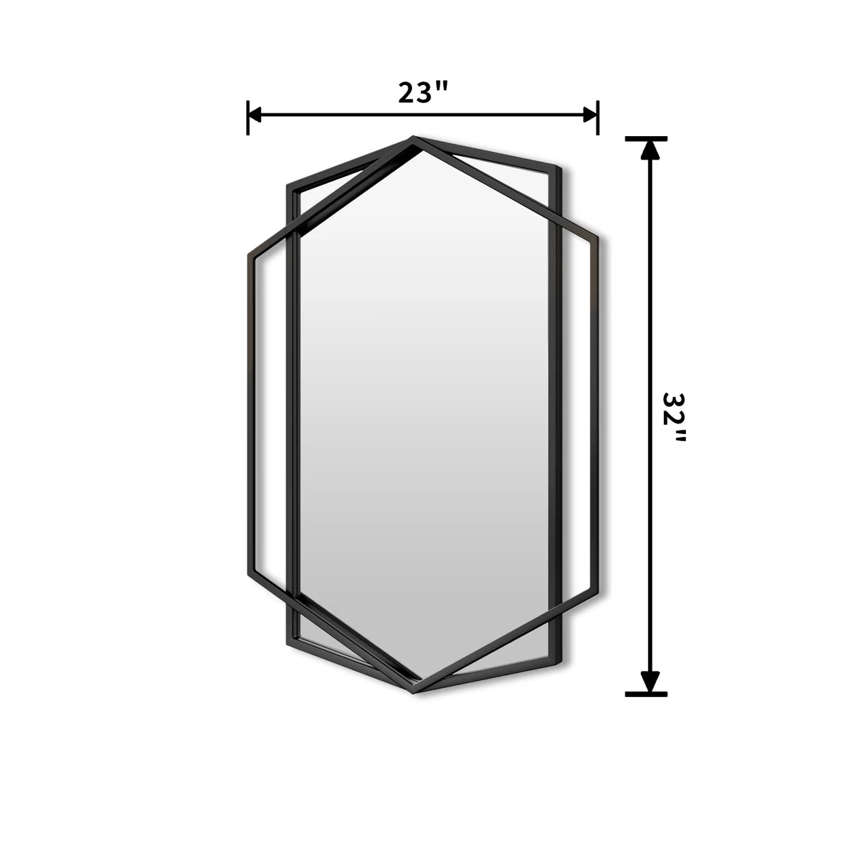 Hexagon Black Metal Framed Wall Mirror, Geometric Bathroom Vanity Mirror for Over Sink, Horizontal or Vertical Hanging Accent Mirror for Entryway, Bedroom & Living Room