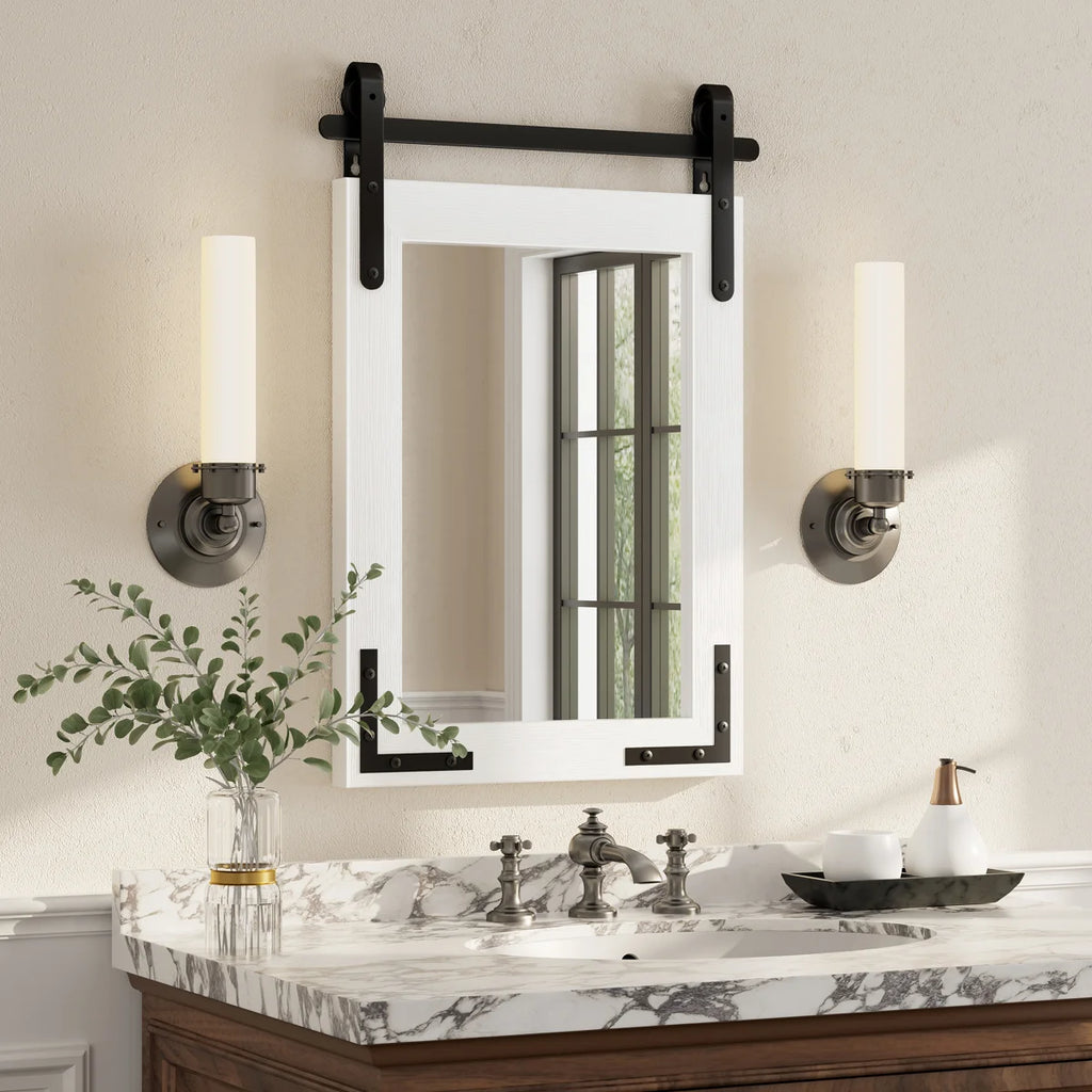 Amara Rustic Farmhouse Solid Wood Framed Tempered Glass Wall Mirror