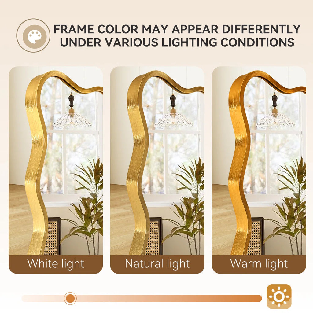 Luxury Rectangular Wavy Metal Framed Mirror