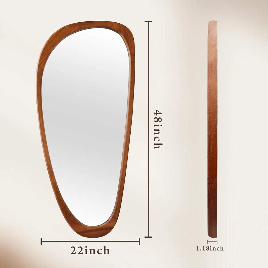 Asymmetrical Wood Framed Accent Wall Mirror