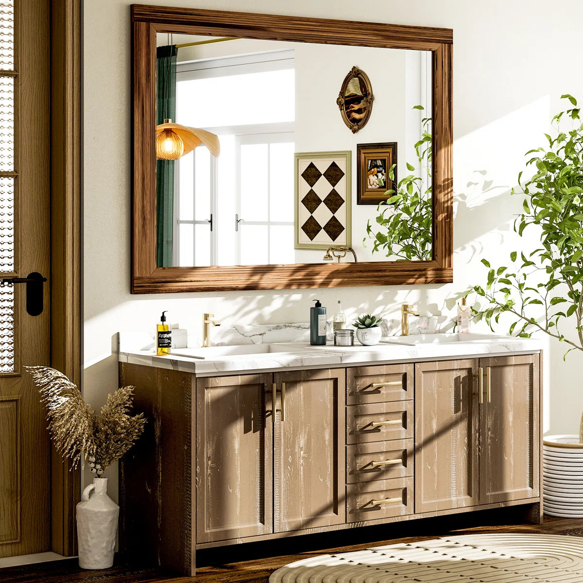 Wood Framed Wall Mirror