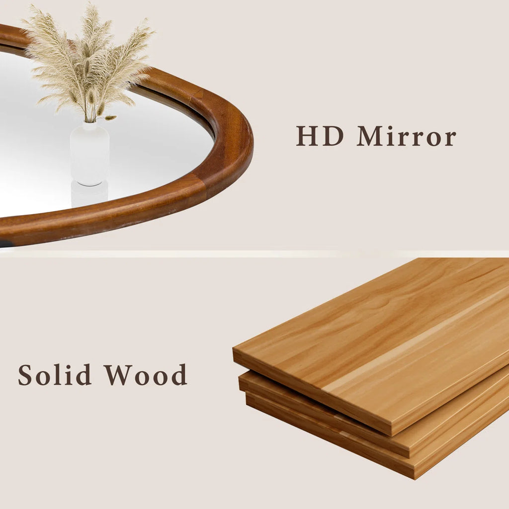 Asymmetrical Wood Framed Accent Wall Mirror