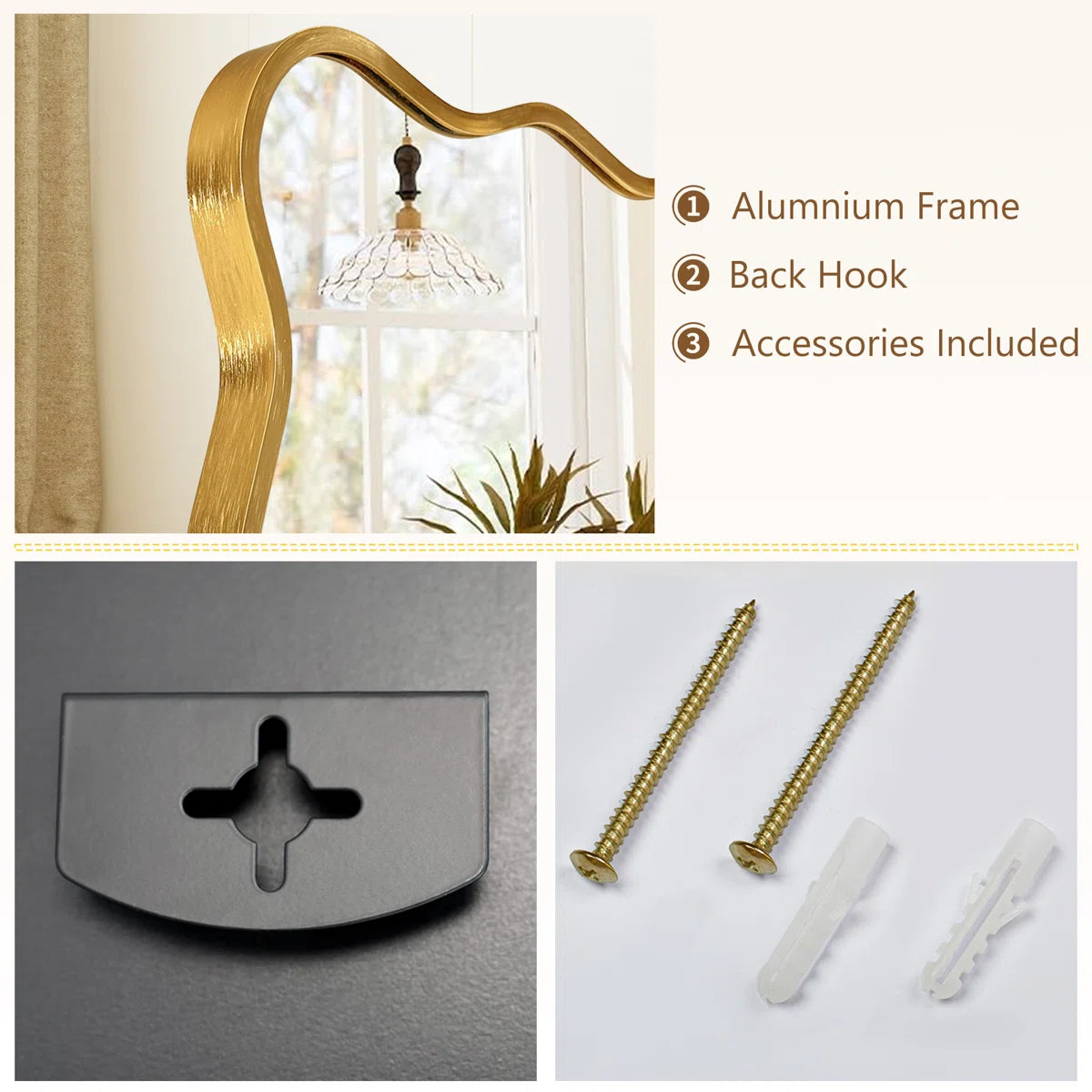 Luxury Rectangular Wavy Metal Framed Mirror